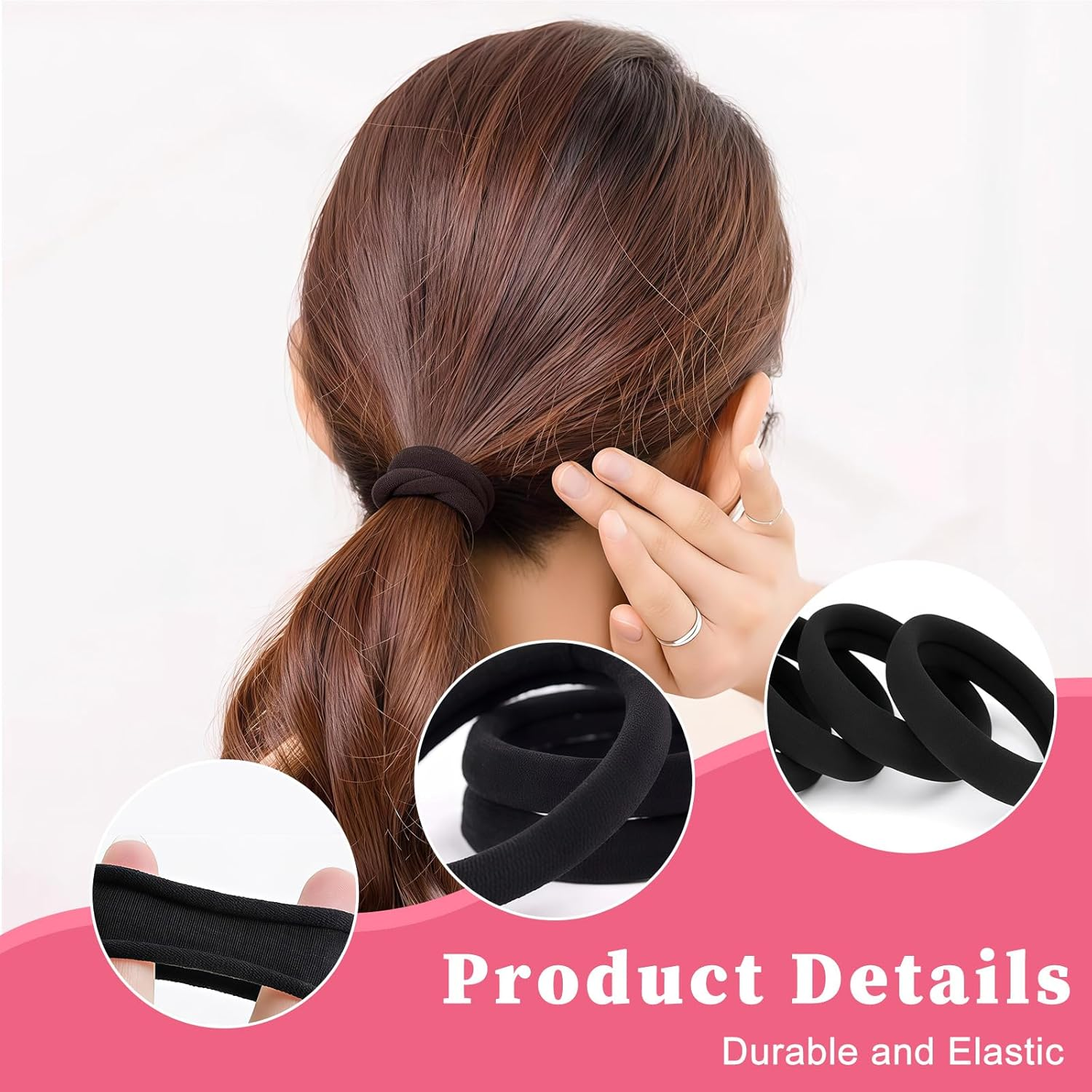 Xanthelle Hair Bobbles for Women and Girls, Pack of 100 4 Cm Seamless Elastic Hair Bands, Black Hair Bands for Children and Men, with Cosmetic Bag image number 3