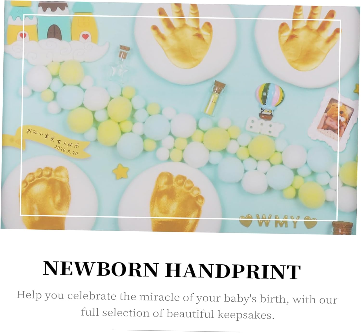 ERINGOGO Handprint Footprint Inkpad Photo Frame Casting Keepsake Kit &ndash; 1 Set Reusable Baby Infant Newborn DIY Imprint Souvenir Boys and Girls Birthday Gift image number 2