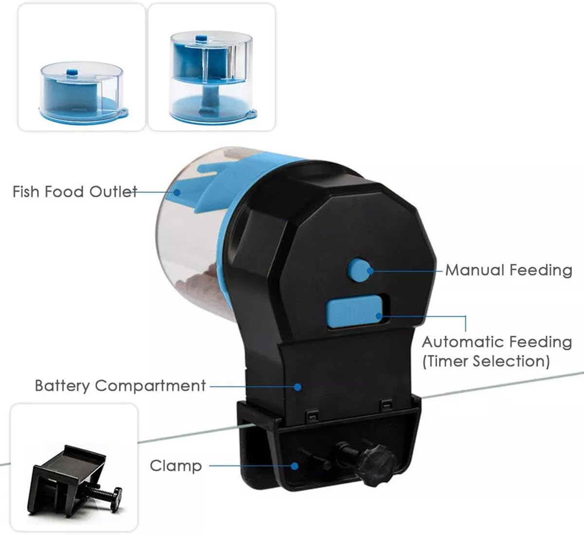 AIMALL Intelligent Aquarium Fish Feeder &ndash; Automatic Timing Food Dispenser with Large Capacity, Adjustable for 12/24 Hour Feeding Cycles, Ideal for Fish Tank Management image number 2