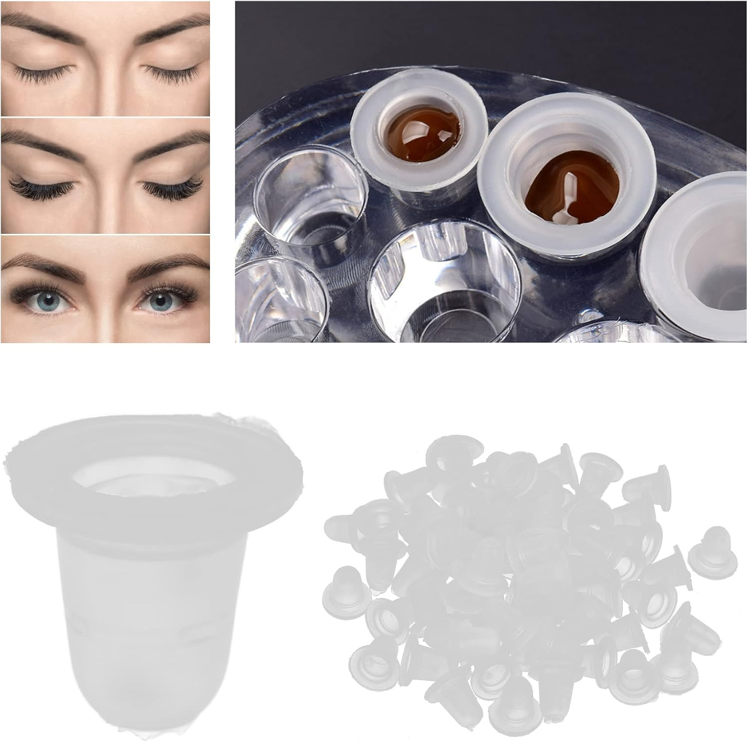 Watris Veiyi Pack of 100 Tattoo Colour Caps, Silicone Tattoo Cups, Tattoo Ink Cups for Eyebrow Tattoos, Lip Tattoos (S) image number 2