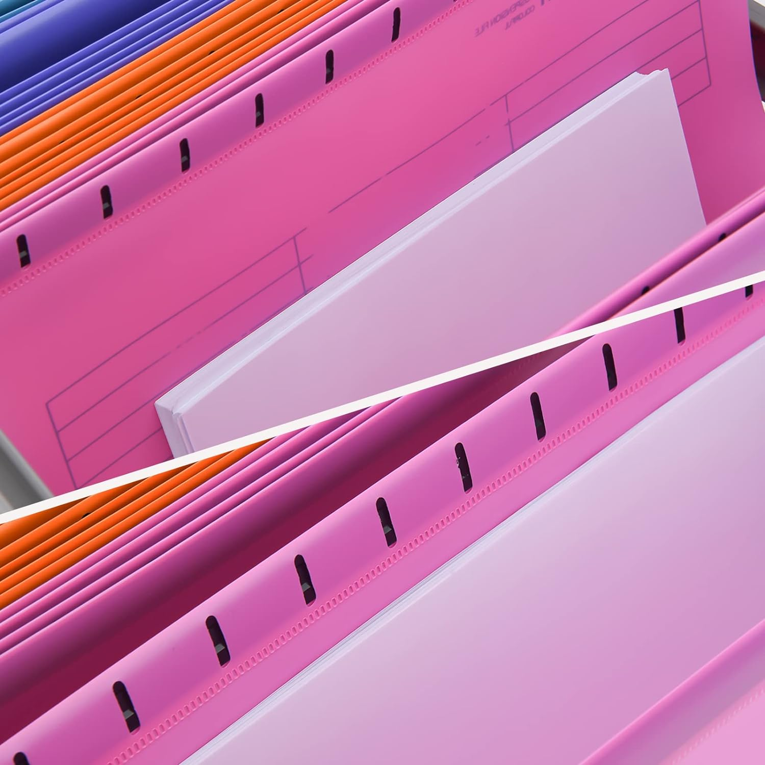 Filing Cabinet A4 Suspension Files with Tabs and Inserts for Office School Desktop File Storage, File Classification File Folder Purple