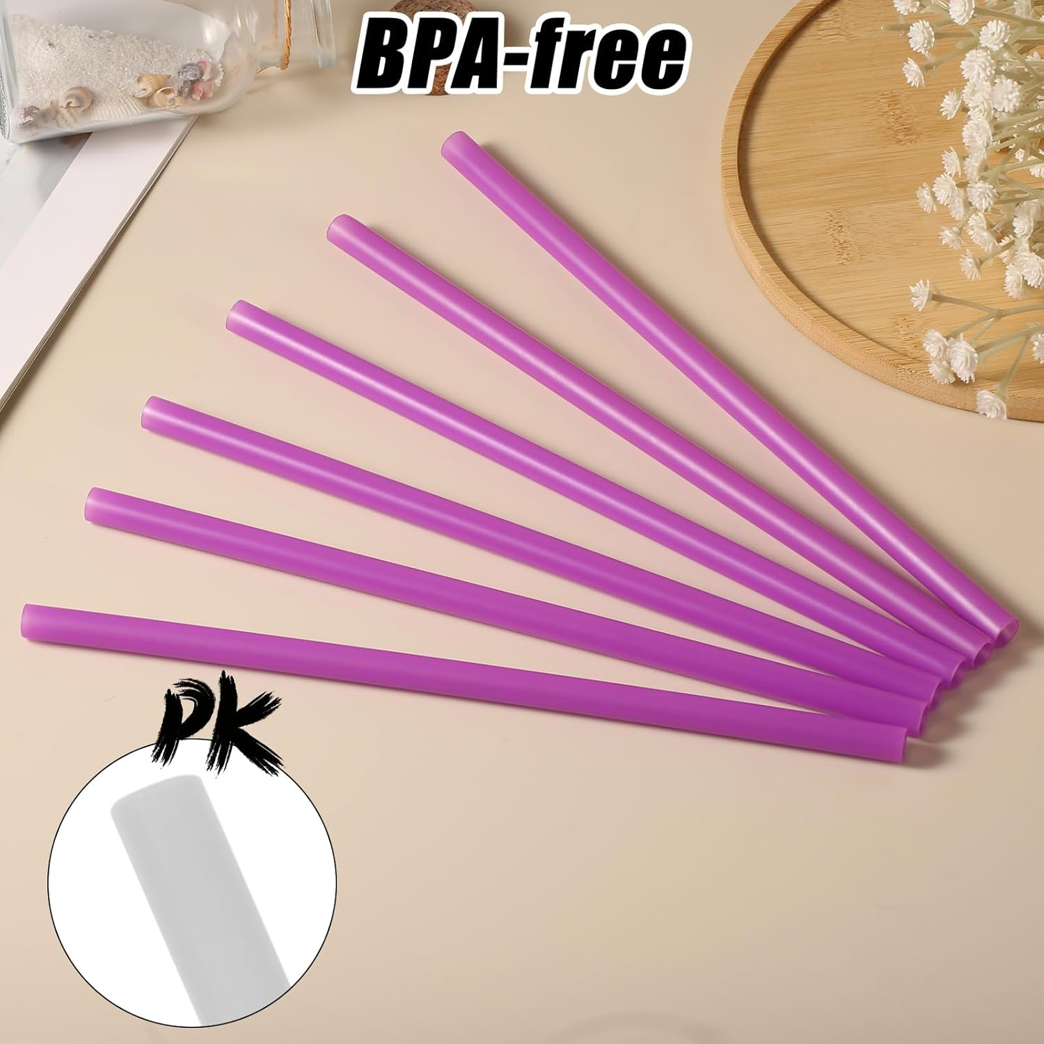 6Pcs Reusable Replacement Straws for Yeti Rambler 25/26/35Oz Straw Cup, Plastic Drinking Straws for Stanley for Simple Modern 30 Oz Tumbler with Straw Brush Water Bottle Accessories Parts (Purple) image number 6