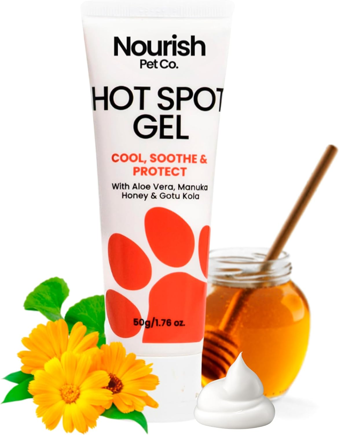 Nourish Pet Co. Hot Spot Gel for Cats and Dogs - Skin Irritation Treatment, Soothing Relief for Dry Itchy Allergy-Prone Skin, Fragrance Free, 50G Bottle image number 4