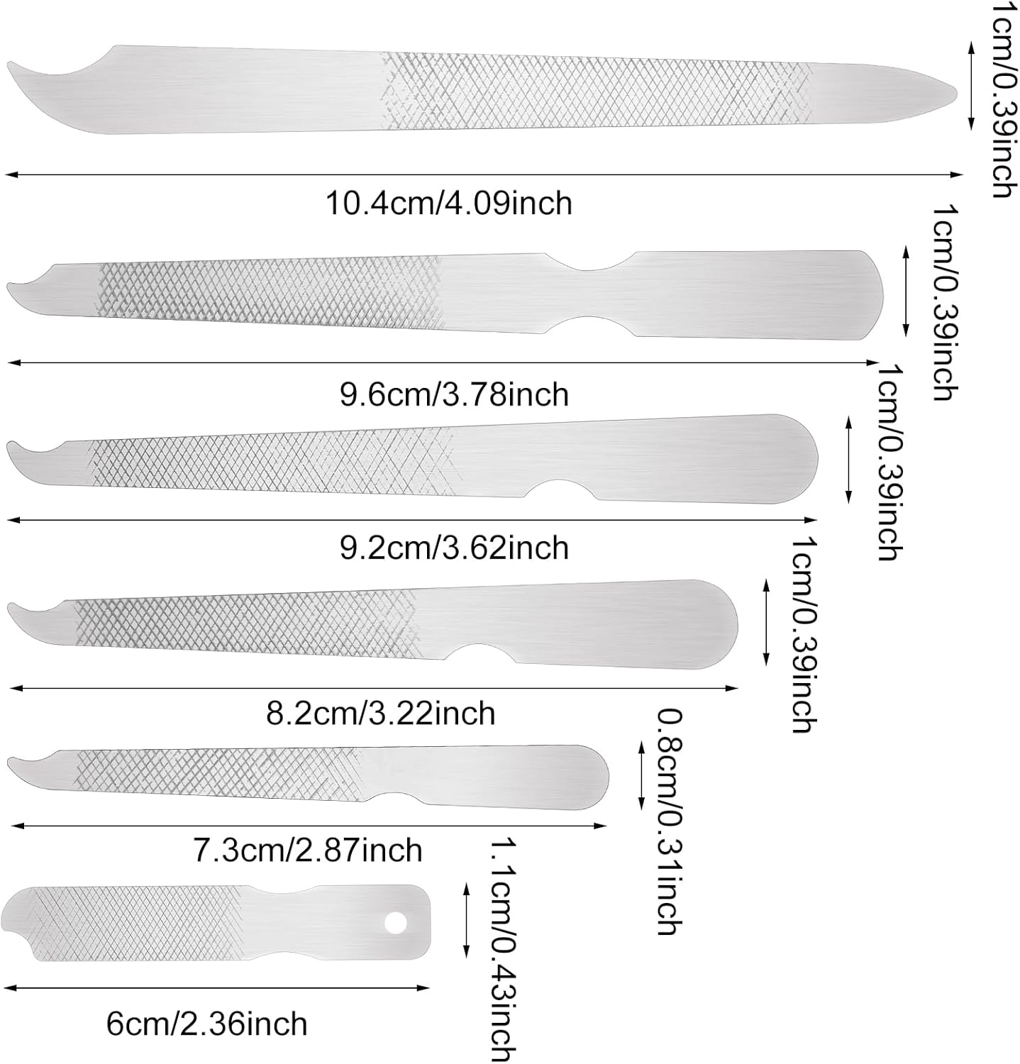 Dimeho 6PCS Metal Nail File for Natural Nails, Stainless Steel Nail Files Double Sided Sword Fingernail Files with Pointed Tip Non Slip Handle Curved Nail File Manicure Tools Finger Nail Filers image number 4