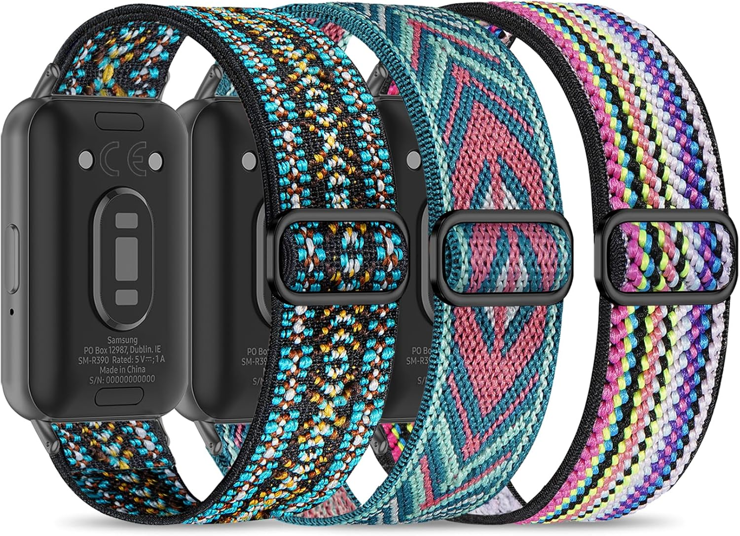 Wizvv Pack of 3 Elastic Wristbands Compatible with Samsung Galaxy Fit 3, Nylon Fabric Watch Strap, Quick Release Bands Replacement for Samsung Galaxy Fit 3 SM-R390 Men and Women