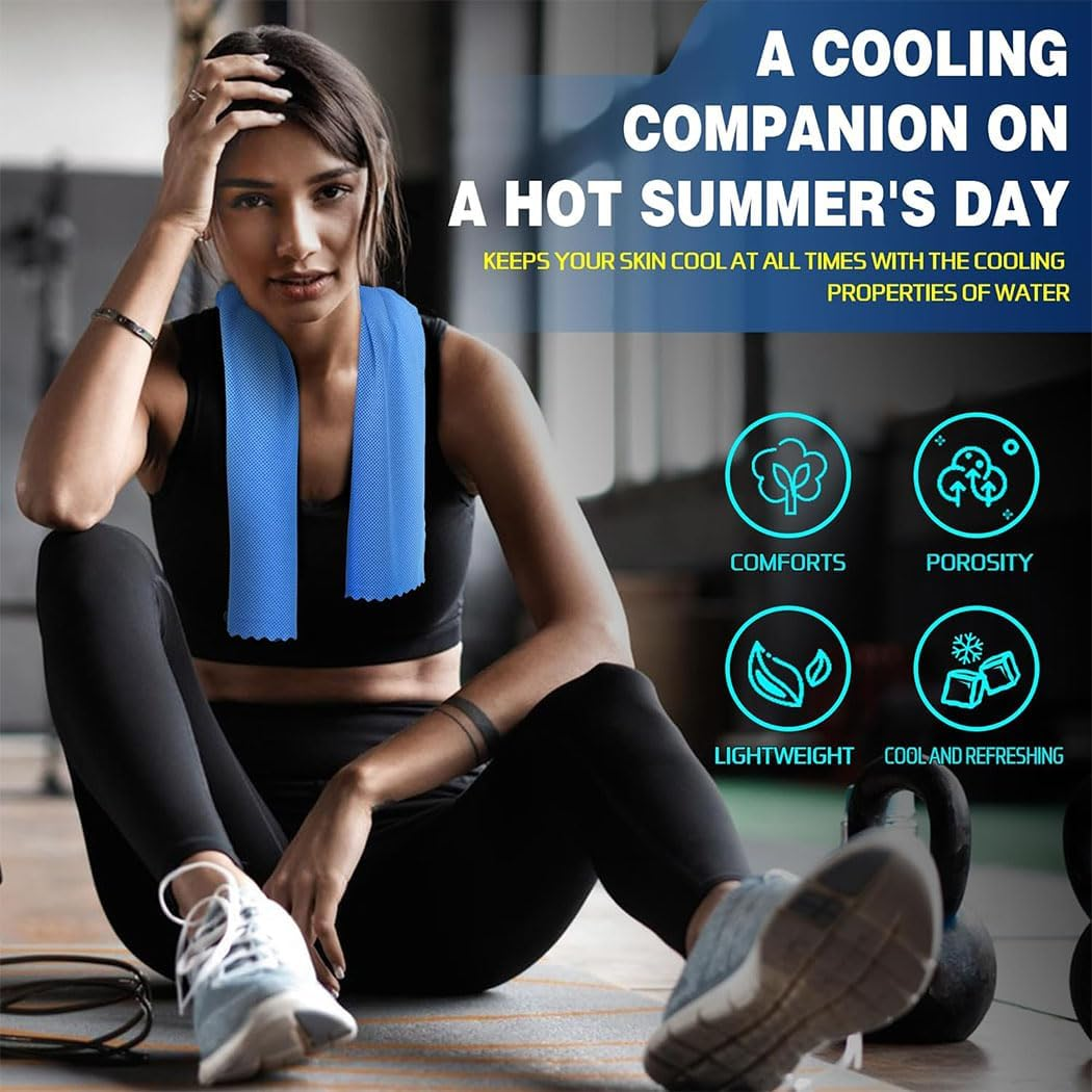 Idopick 6 Pack Gym Cooling Towels, Soft Breathable Towel for Men Gym Workout Microfiber Towel for Neck and Face, Instant, Cooling Towel for Working Out, Yoga Towel, Quick Dry for Running,Camping image number 6