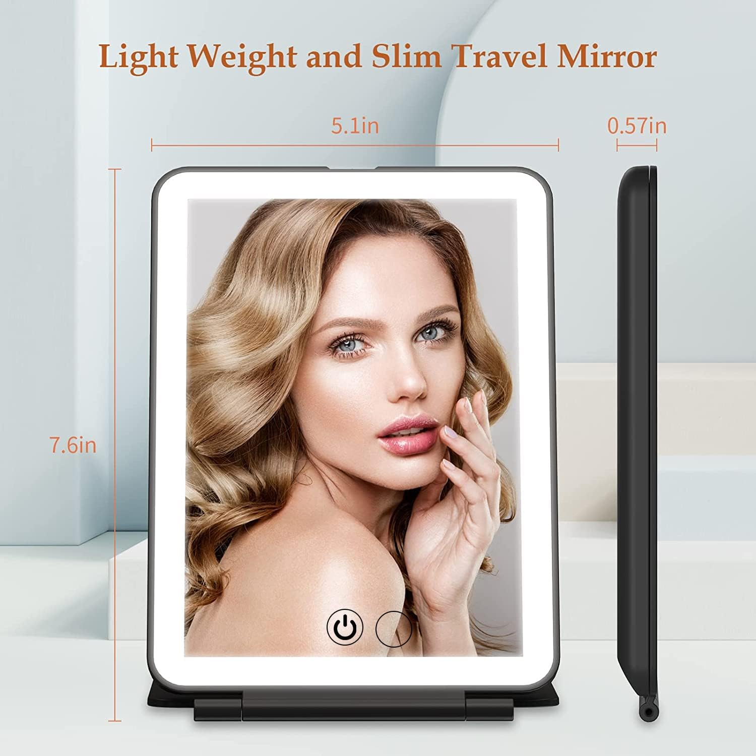 Rechargeable Makeup Vanity Mirror with 72 Led Lights, Lighted Travel Portable Light up Beauty Mirror, 3 Color Lighting, Dimmable Touch Screen, Tabletop Desk Foldable Cosmetic Mirror with Lights(Black) image number 1