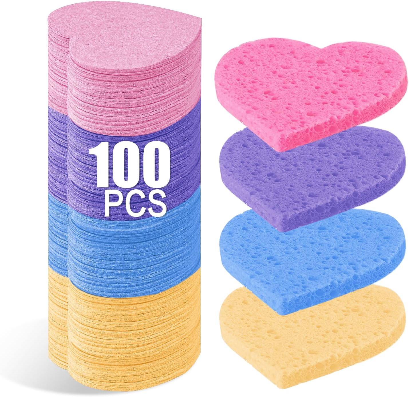 50-Count Facial Sponges Compressed, 100% Natural Cellulose Face Sponge Professional Cosmetic Spa Sponges for Face Cleansing, Exfoliating Mask, Makeup Removal for Travel and Home, Blue