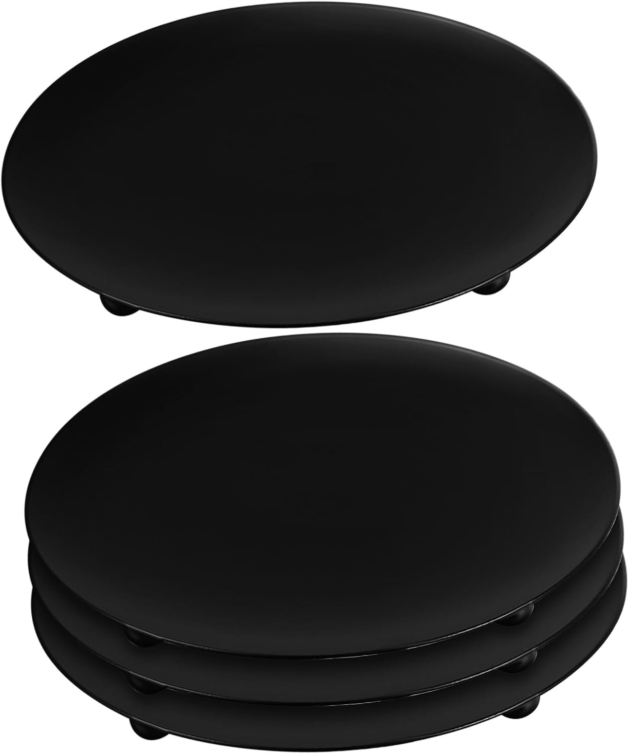 LABRIMP 4-Piece Black Iron Candle Holder Set 10Cm Geometric Candle Plates for Pillar Decorative Stands for Weddings and Parties image number 3