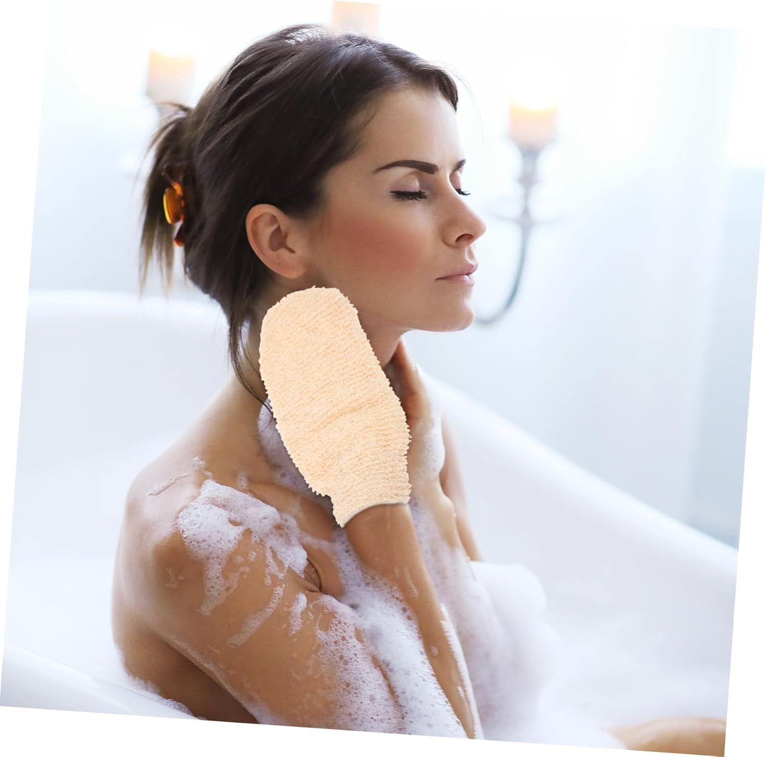 TOBBOMEY 2Pcs Exfoliating Body Scrub Gloves Shower Mitts for Gentle Skin Cleansing and Exfoliation Suitable for Skin Types for Daily Use Bath Shower Essentials image number 1