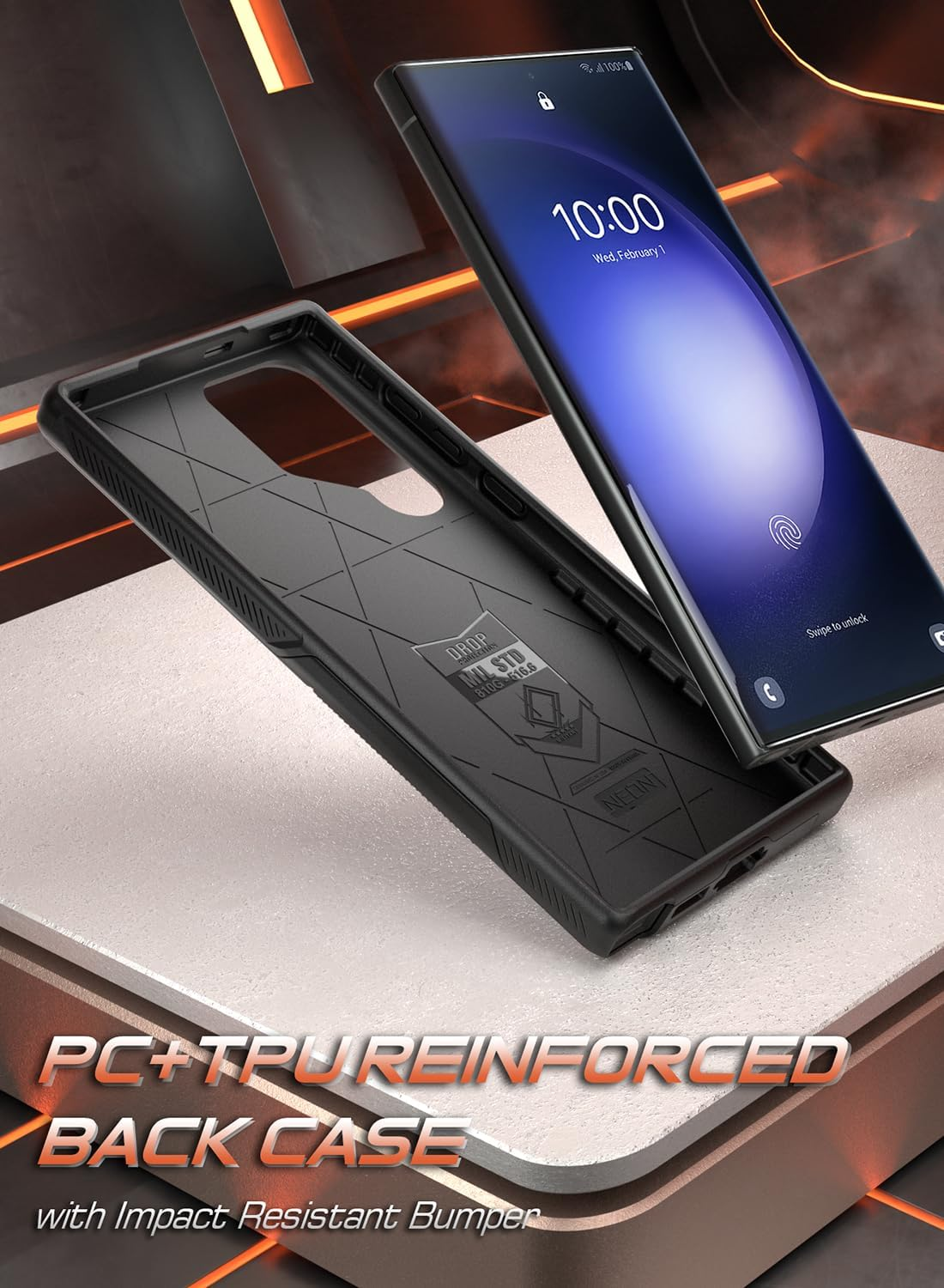 Poetic Neon Magpro Case Designed for Samsung Galaxy S23 Ultra / S22 Ultra 5G 6.8 Inch,[Compatible with Magsafe] Dual Layer Heavy Duty Rugged Shockproof Protective, Magnetic Ring Stand, Black - Light Pink image number 4