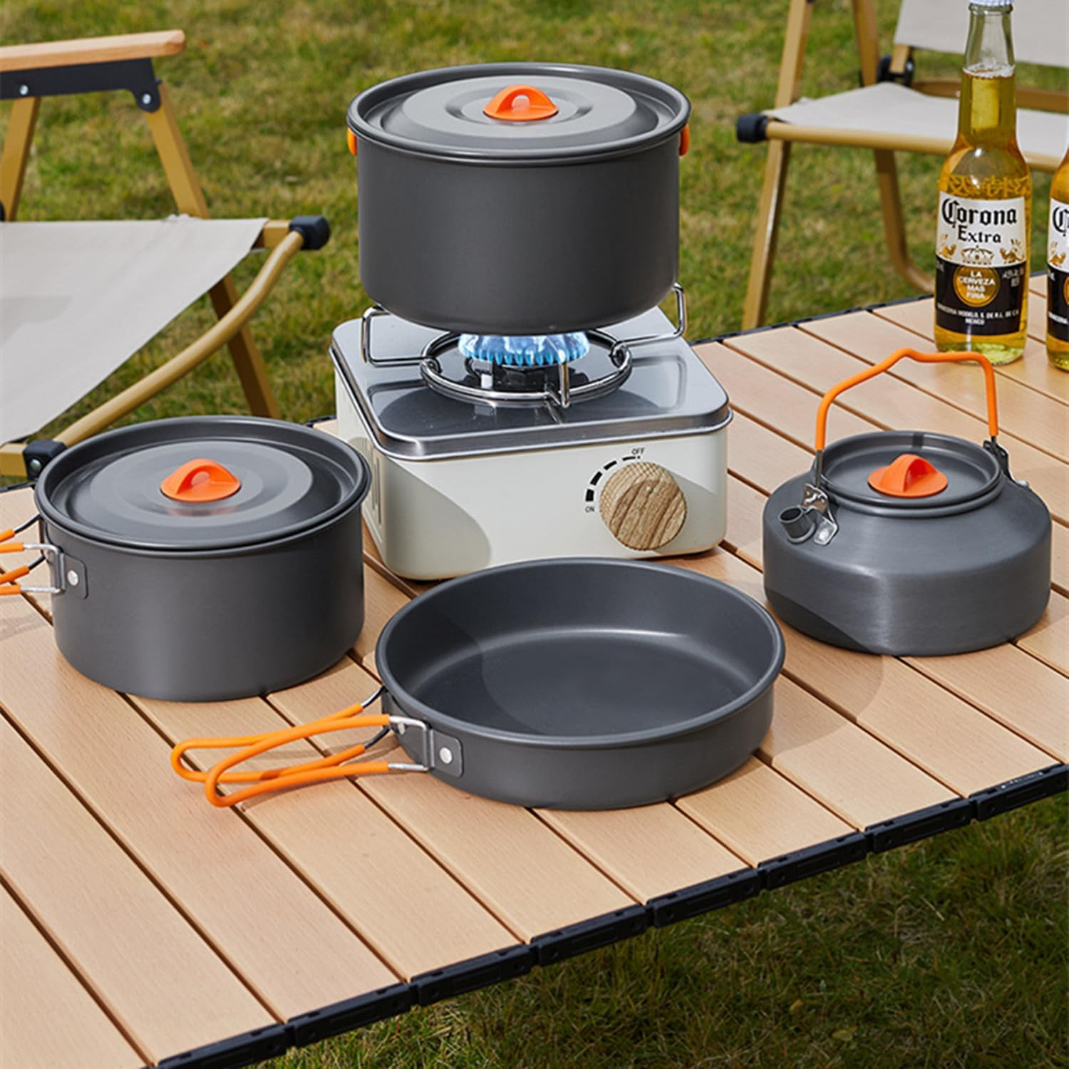 Homeily Camping Frying Pan, 12 Inch Aluminium Alloy Non-Stick Frying Pan with Folding Handles and Mesh Bag, Portable Backpacking Pan for Outdoor Camping Picnic Hiking