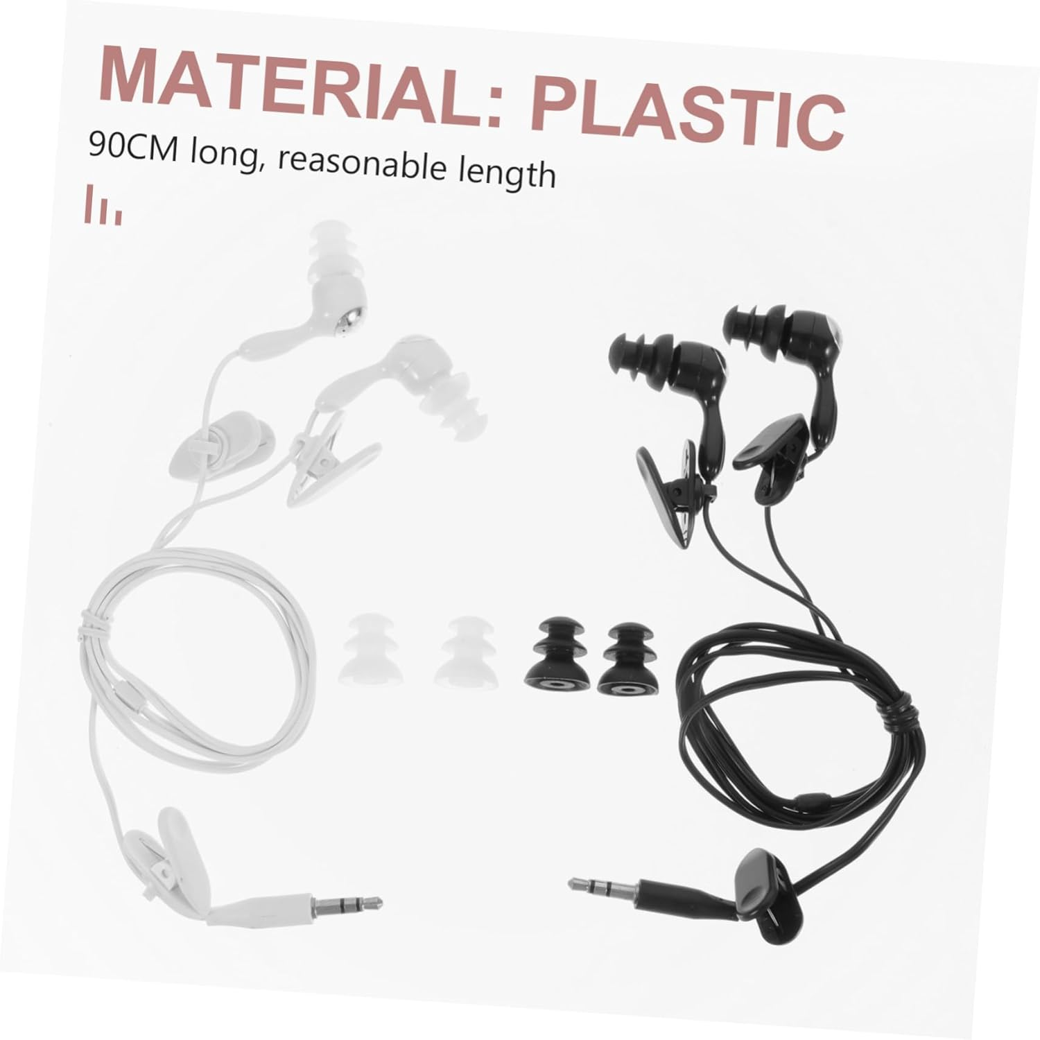 Waterproof Swimming Earphones 3.5Mm In-Ear Ear Protection Plugs 2Pcs White and Black Earbuds Adult Ear Protector for Bathing and Surfing image number 5