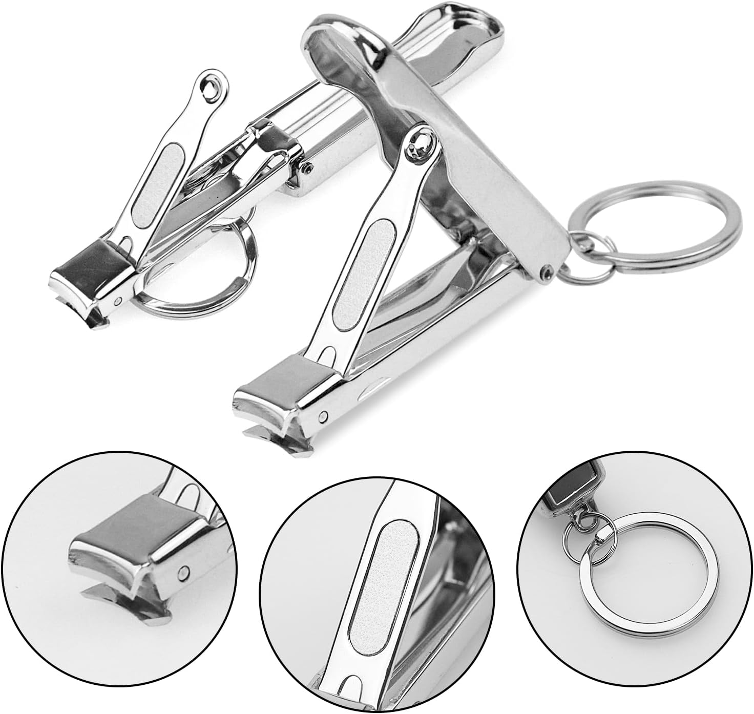 Individually Wrapped Nail Clippers Stainless Steel Fingernail Clippers Bulk, Sturdy Toenail Clippers Thick Straight Nail Tip Cutter Trimmers with Key Ring for Homeless/Men and Women/Hotel (50 Pack) image number 5