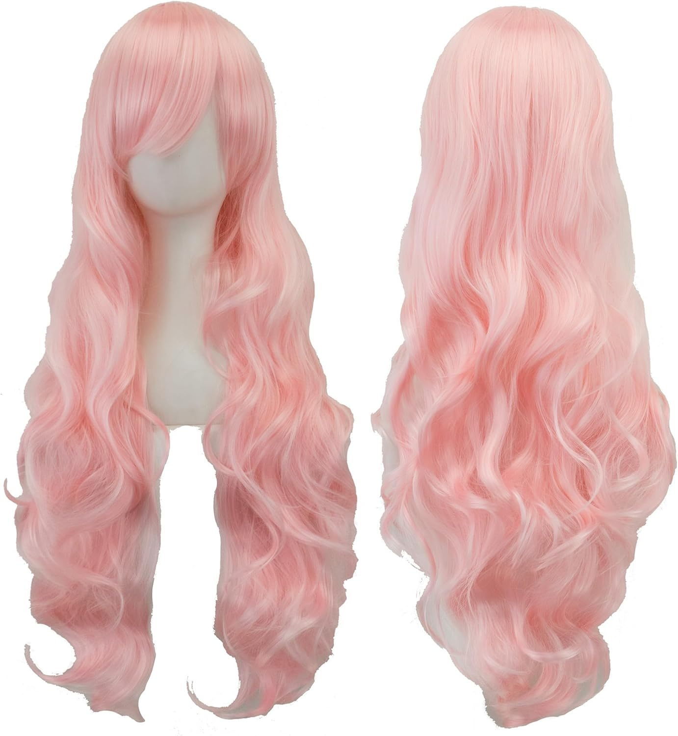 IMISSU 80Cm Long Curly Natural Hair Cosplay Wig with Bangs Colorful Halloween Costume Party Wigs for Women (Red) - Apple Green image number 4