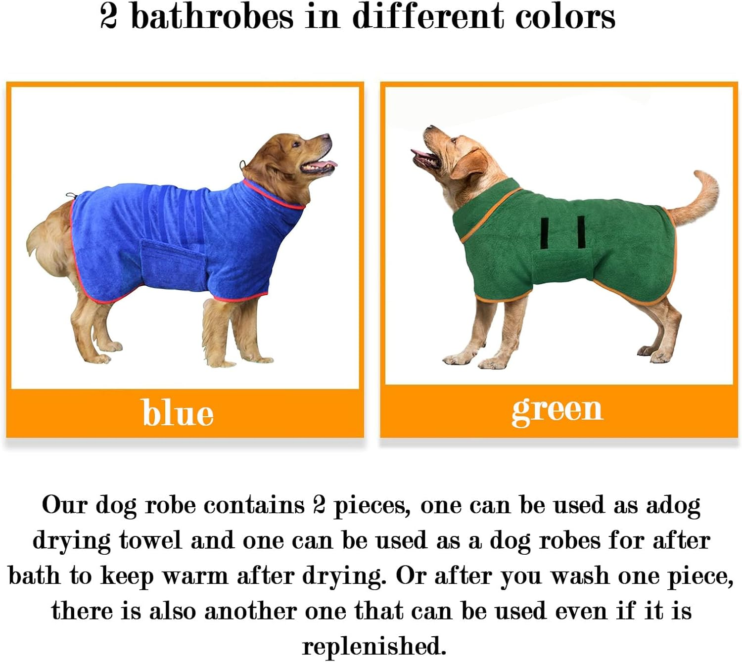 2Pcs Dog Towel,Dog Bathrobe with Quick Drying Dog Bath Towel,Warm Keeping Dogs Robes for after Bath Dogs image number 5