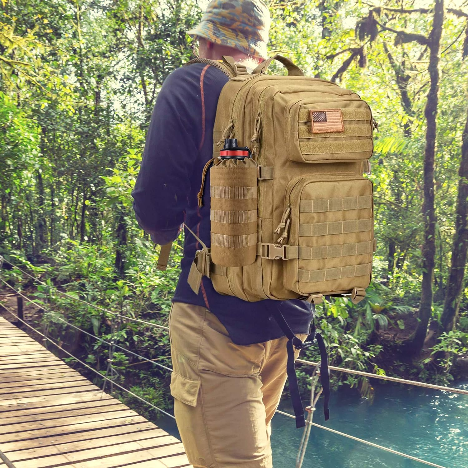 2 Pack Tactical Molle Gear Pouches, Military Back Pouch, Attachments Waterproof Small Utility Pouch (ACU) image number 3