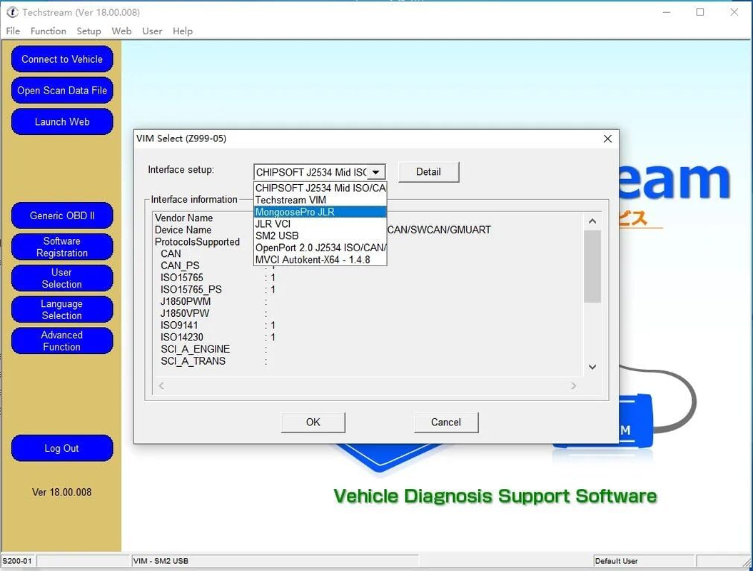 Mini VCI J2534 Cable V18.00.008 Latest Version, OBD2 Cable Connector Scanner Adapter Fit for TIS Techstream Programming Diagnostic Cable, Support Win XP WIN7 WIN10