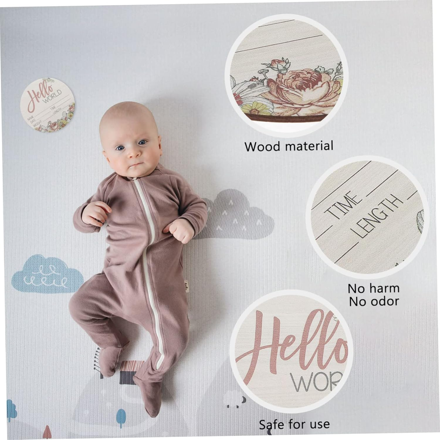 Wooden Birth Announcement Sign Premium Photo Prop for Newborns Nursery Name Plaque Shower Parents image number 5