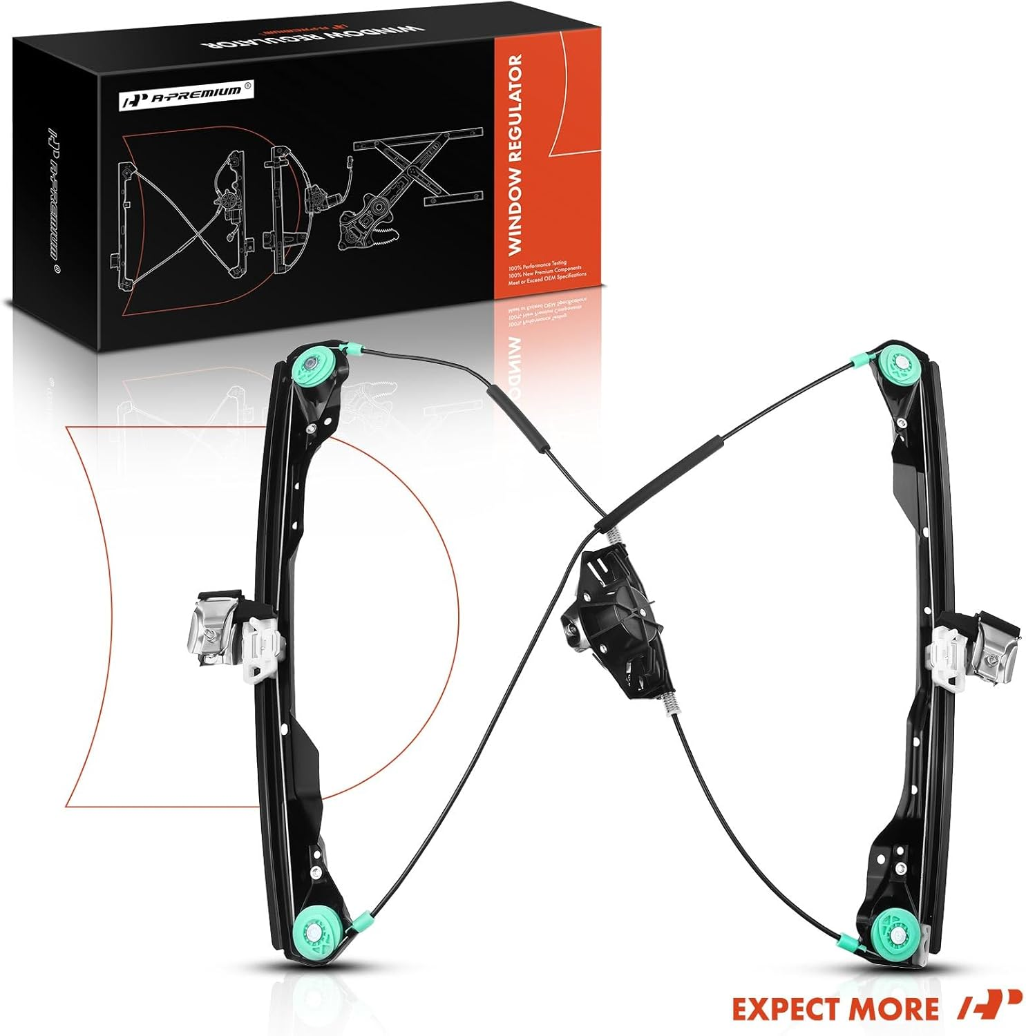 A-Premium Manual Window Regulator Compatible with Ford Focus 2001-2007 Front Right Passenger Side image number 3