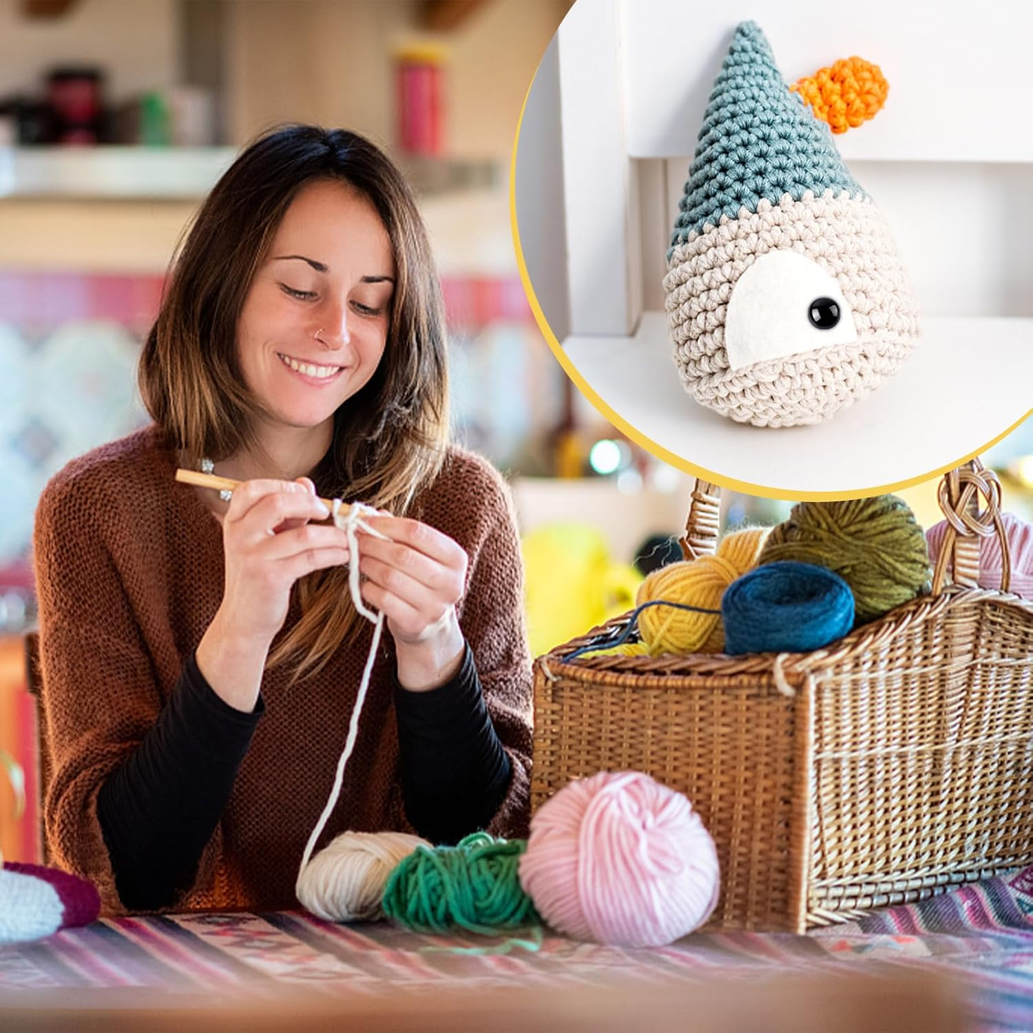 UPINS 600 Pieces 12MM Safety Eyes with Washers Black Plastic Safety Eyes for Amigurumi Doll Crochet Eyes for DIY Crafts Stuffed Animals Making Supplies image number 2