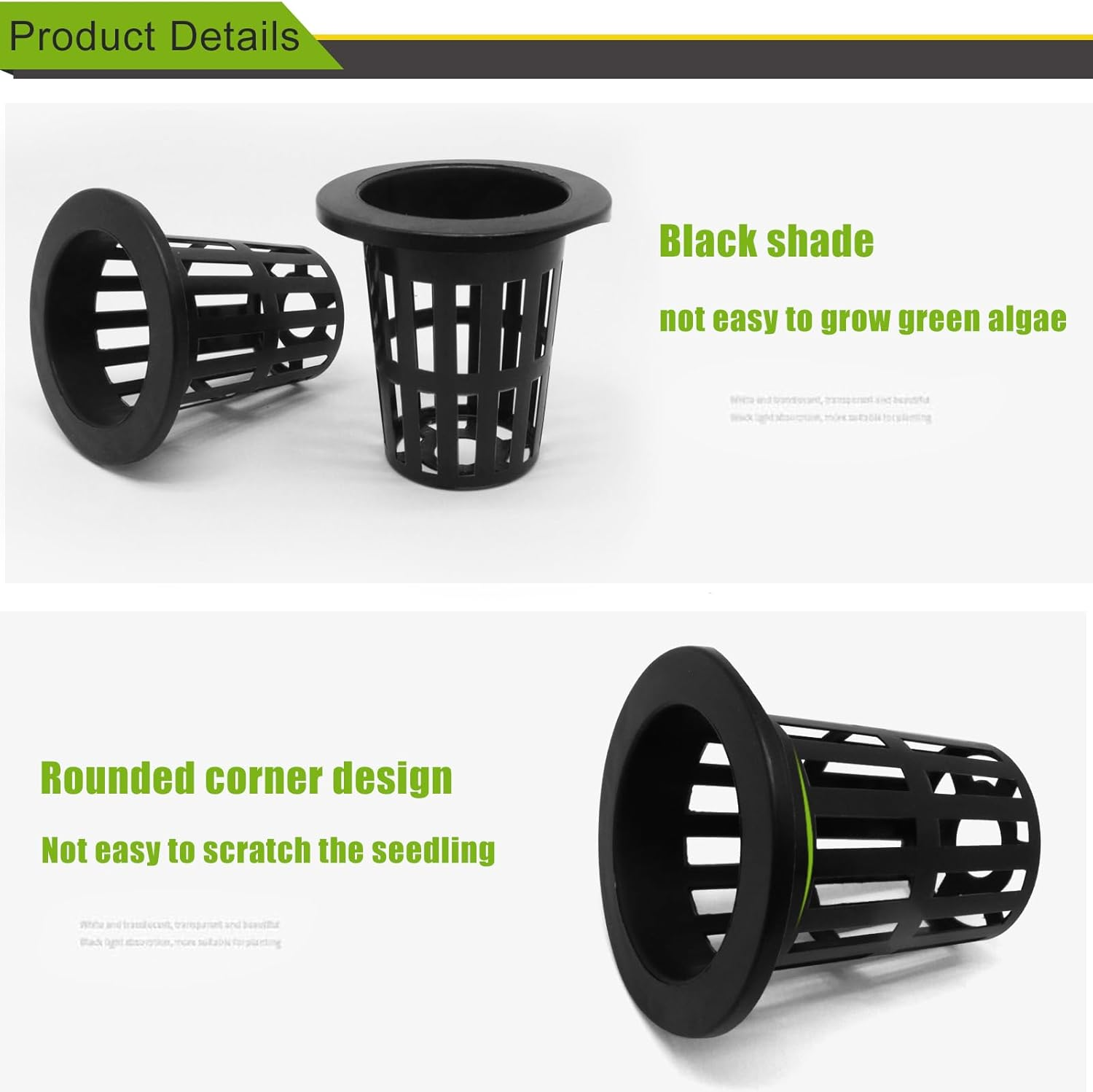 2.75Inch Garden Plastic Slotted Mesh Net Cups Pots, round Net Cups Pots Plant Net Pot Bucket Basket for Hydroponics (12)