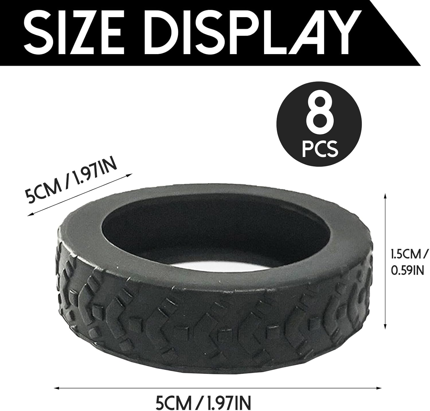 Luggage Wheels Cover Trolley Case Caster Sleeves, Set of 8 Dustproof Anti-Noise Silicone Protector Covers for Universal Luggage & Office Chair Rubber Wheels (Black) image number 2