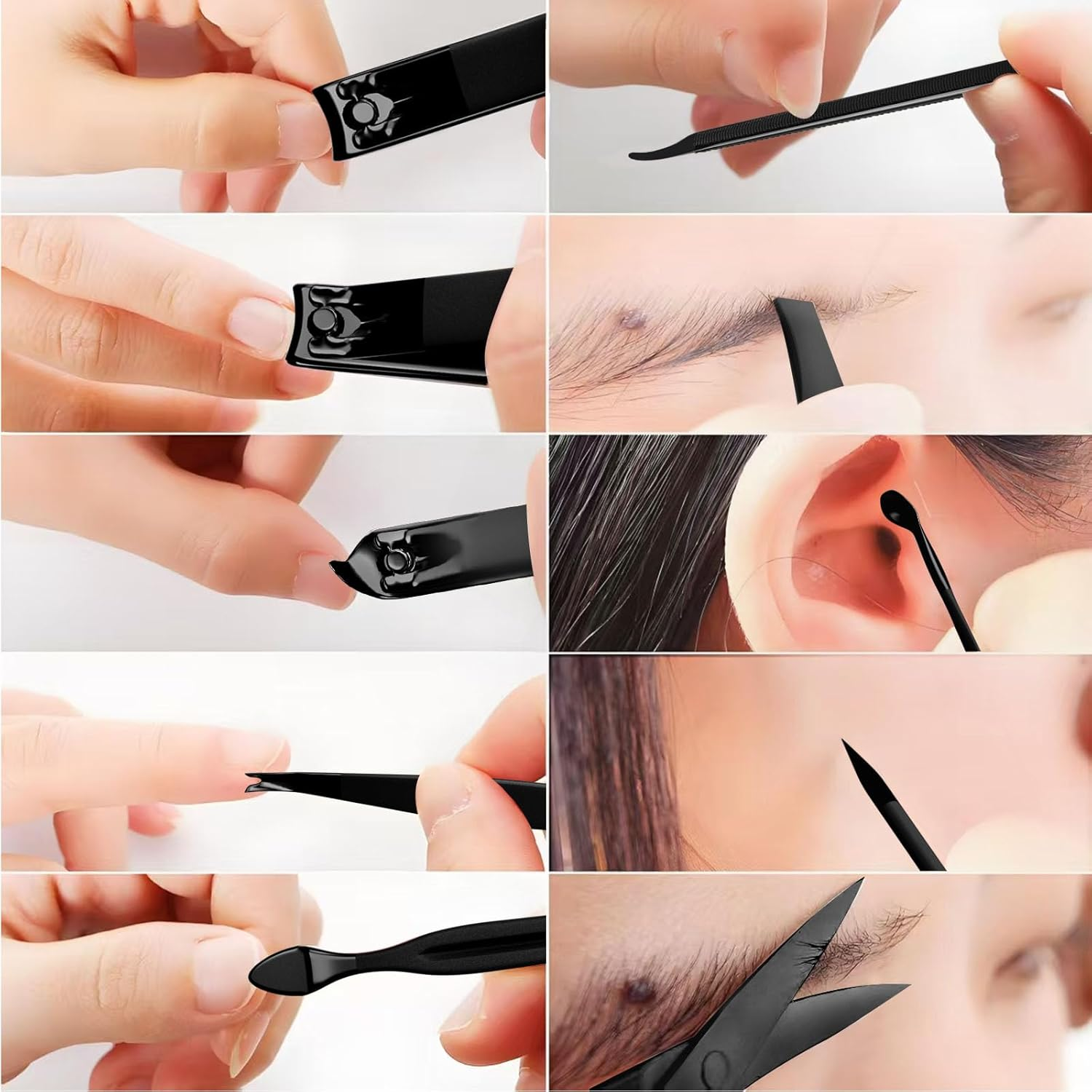 ZIZZON Nail Clippers Manicure Pedicure Set 18 in 1 Nail Grooming Kit with Leather Travel Case(Black/Pink) image number 4