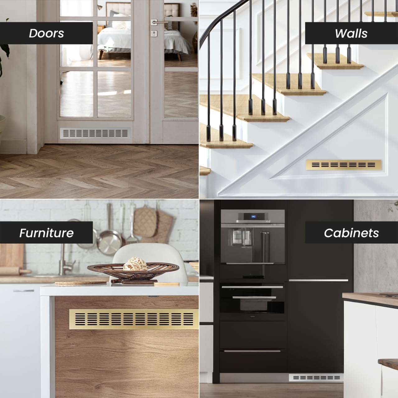 Repa Market Designer Ventilation Grille Gold 400 X 80Mm (Frame Size)&ndash; Decorative Aluminum Air Vent Cover for Cabinet, Door, Floor &ndash; Elegant Furniture Vent Register &ndash; Modern Air Return Grille image number 5