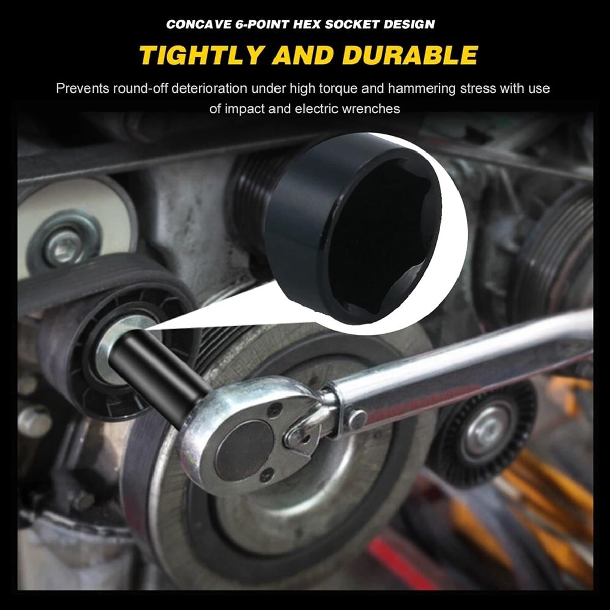 AIMALL 10PCS 1/2 Inch Deep Impact Socket Set, 10-24Mm CR-V Hex Sockets, Radius Corner Design, Heavy Duty Black Oxide Wrench Kit for Auto Repair & Maintenance