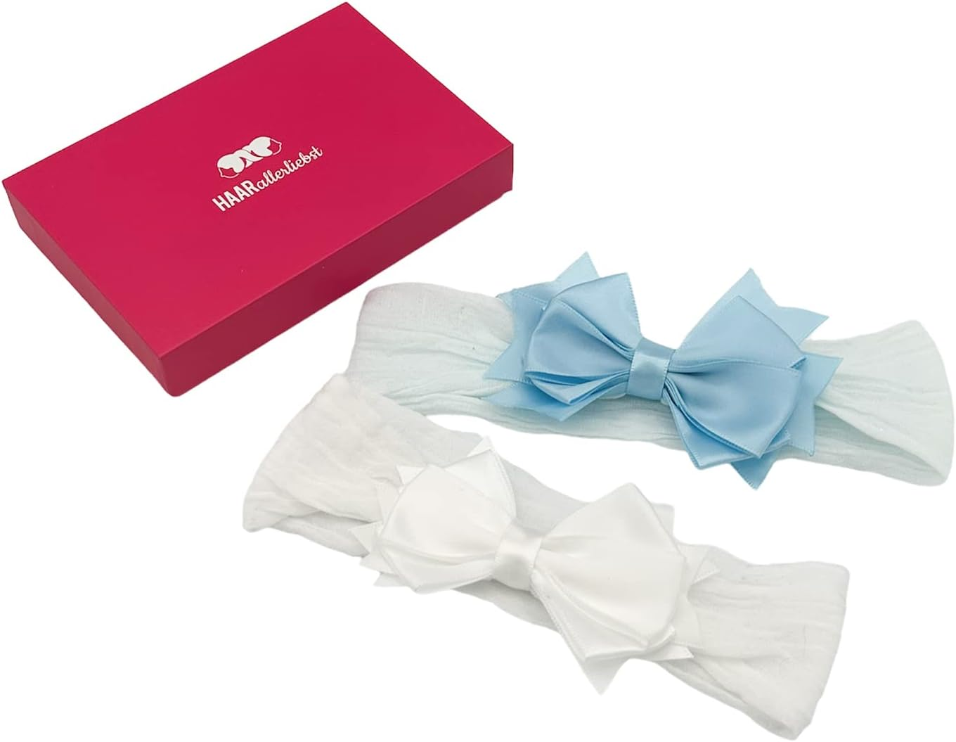 Haarallerliebst Hair Band with Bow (50 Cm | Floral Pattern with Bow | Pink) Includes Storage Box