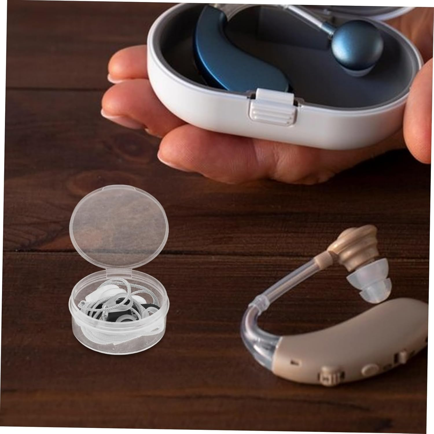 Healeved Dual Clip Hearing Aid Retainer Lost Rope Hearing Amplifier Holder String for Seniors Adults - Black image number 3