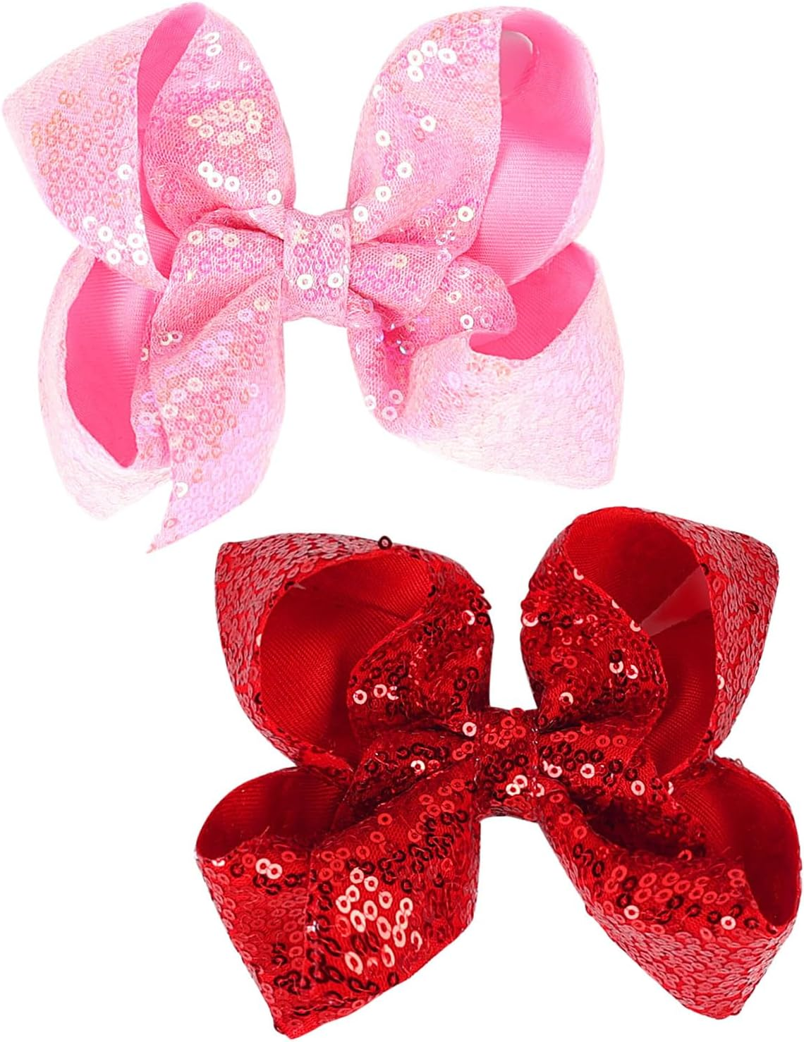 IPNSDON 2 X Pink Bow Hair Clips, Bow Hair Clips, Bow Hair Clips, Bow Hair Clips, Elegant Girls Hair Accessories for Girls (Pink, Red)
