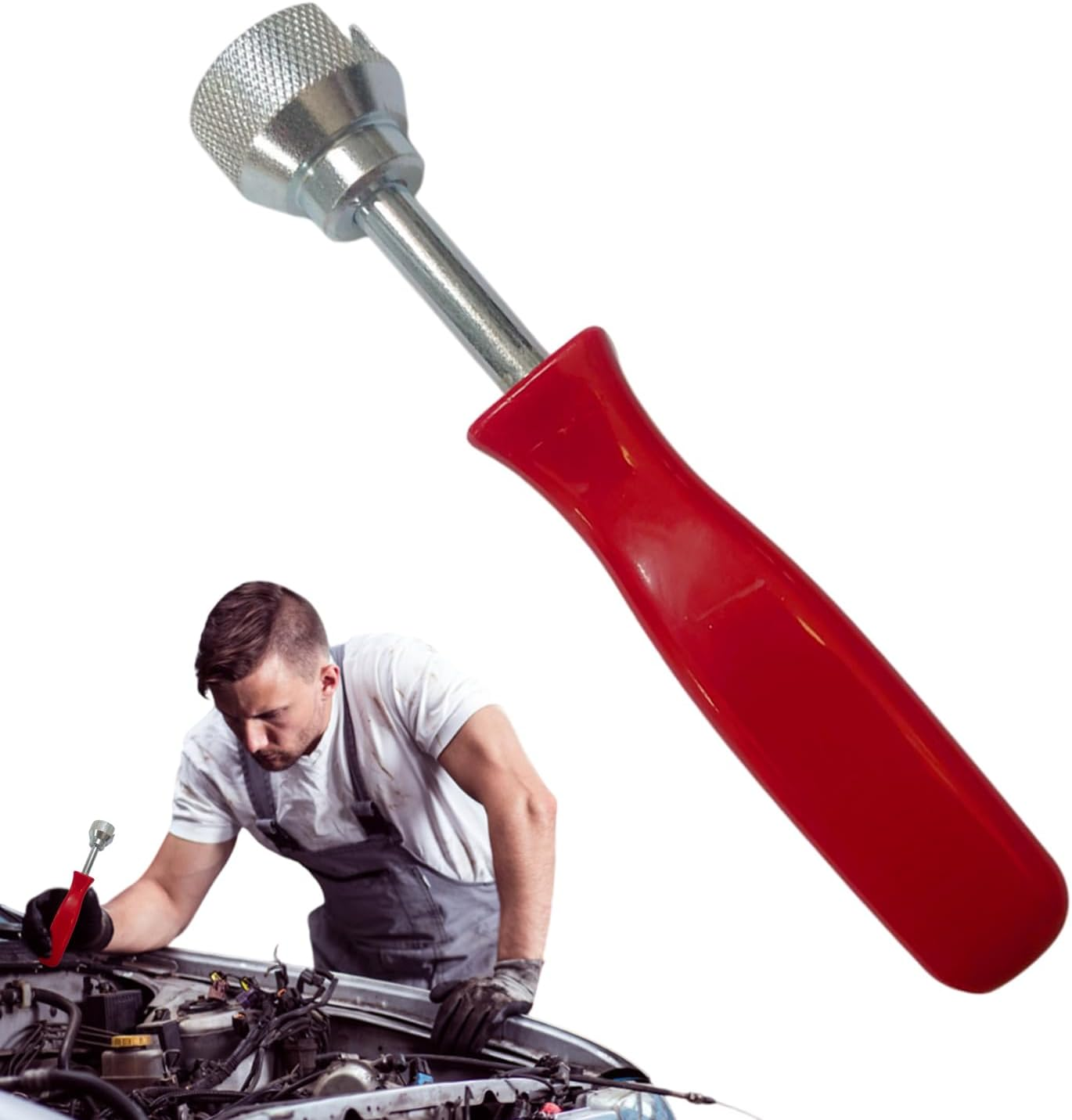 Brake Spring Compressor Tool - Brake Shoe Spring Tool | Car Drum Brake Repair Install Tool | Hold down Brake Spring Washer Tool | Steel Versatile Brake Drum Tool with Ergonomic Handle - Red image number 4