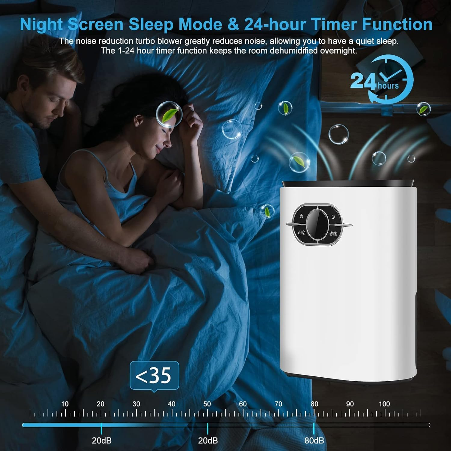 Forubar Compact Mini Dehumidifier for Home, 1200ML Portable Quiet Small Dehumidifiers with LED Display Screen, Auto Shut-Off, Perfect for Bedroom, Bathroom, Closet, Basement (White(Au PLUG)) image number 6