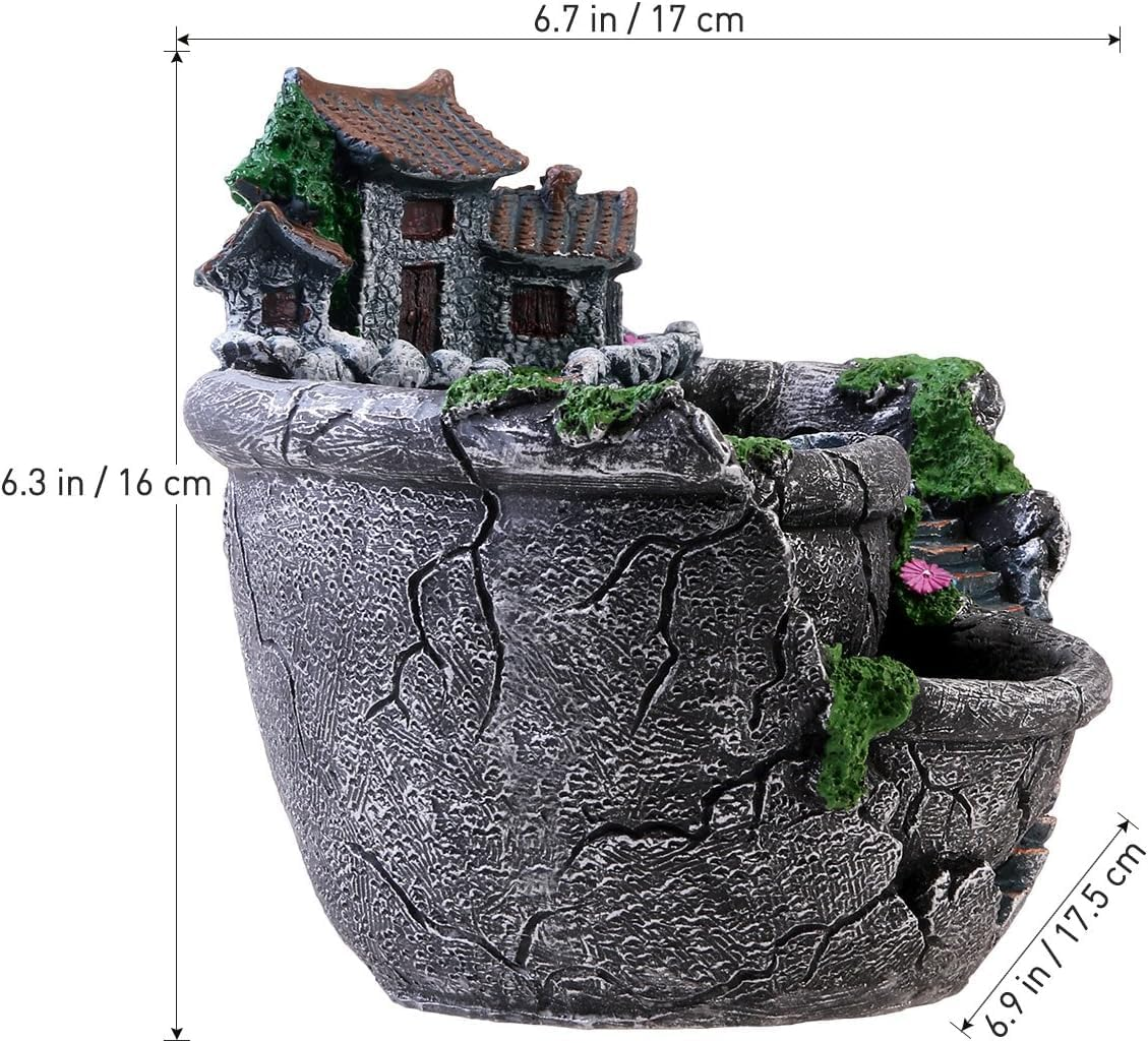 Planter Flower Plant Pots Fairy Garden Pot with Sweet House Resin Miniature Creative Succulent Plants Pot Mini Garden Decoration Bonsai Decor Accessories image number 3