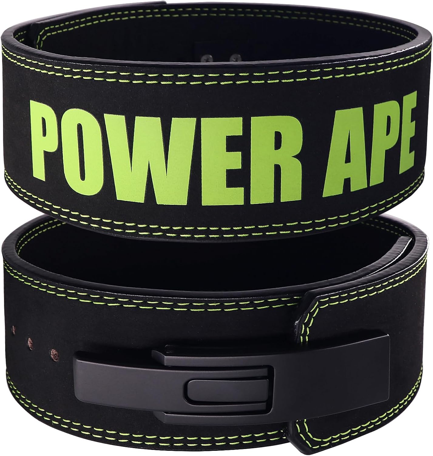 Leather Weight Lifting Belt with Lever Buckle Gym Fitness Training Double Strength Bodybuilding Workout Belt Men and Women Support Powerlifting Equipment