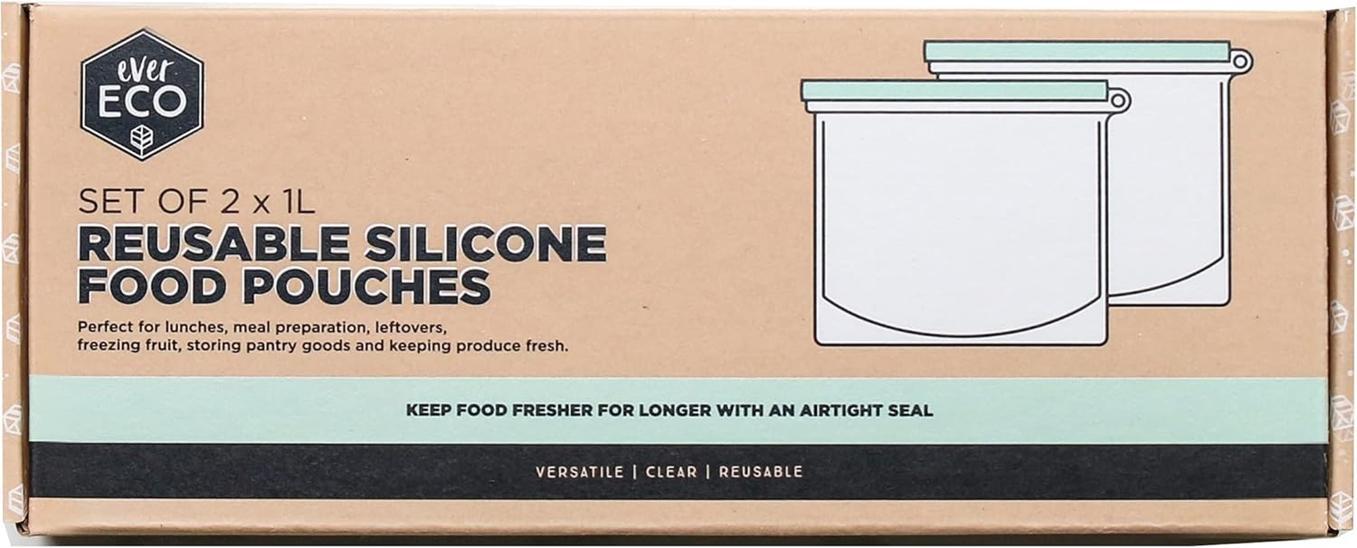 Ever Eco Silicone Food Pouch 2-Pieces, 1 Liter Capacity
