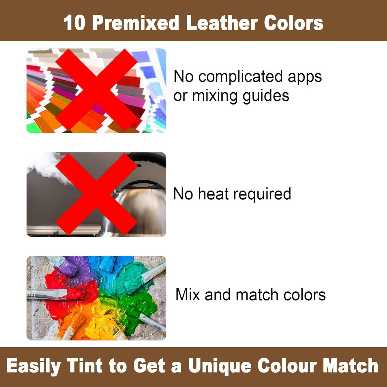 Leather & Vinyl Repair Kit, Vinyl Repair Kit for Car Interiors, Peeling on Furniture, Couches, Car Seat, Sofa, Jacket and Purse, Restores Faux Pleather, Easy Application (Ten Colors) image number 5