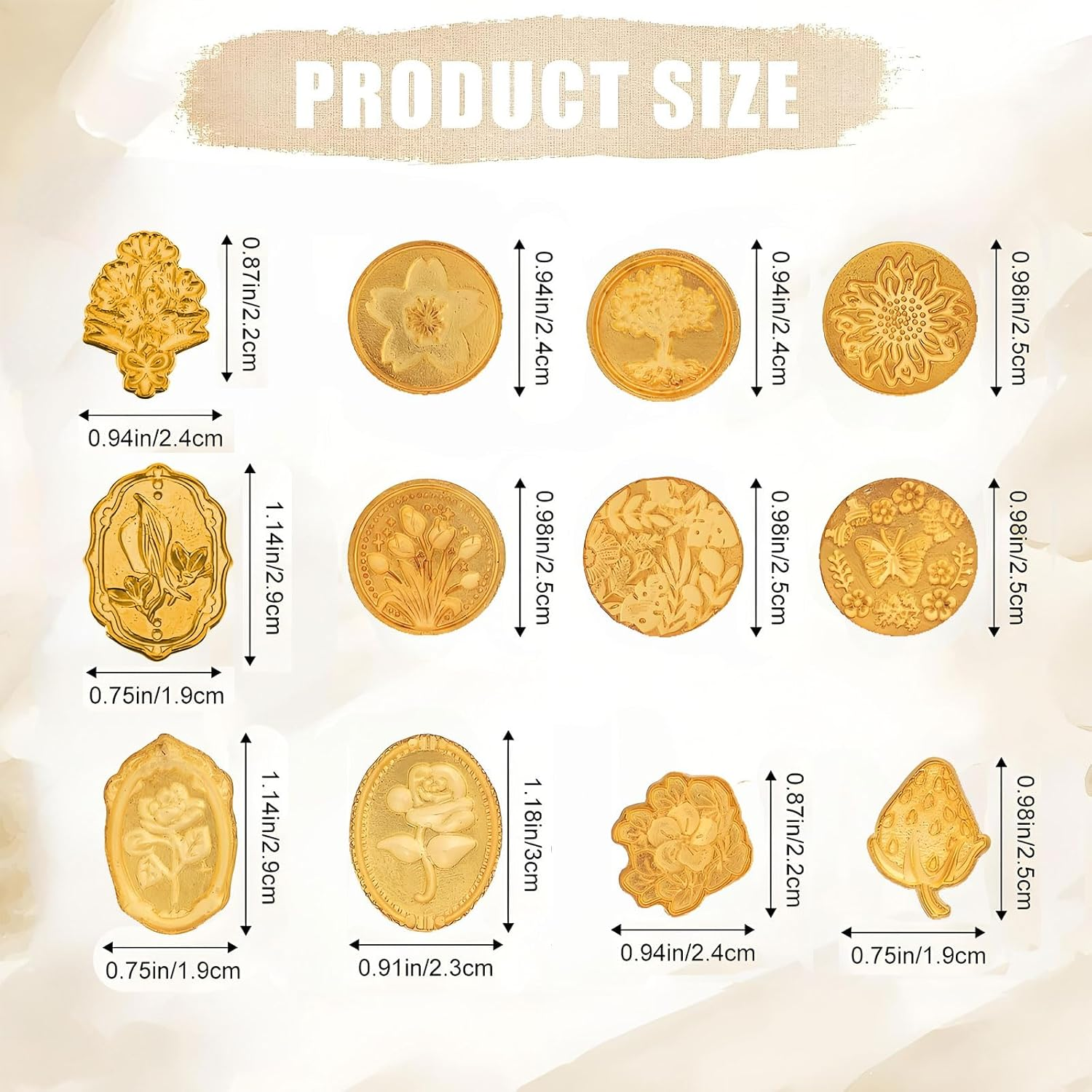 Mytoau12Pcs Wax Seal Stamp Set,12 Styles Sealing Wax Stamp Heads & 1 Pcs Brown Wooden Handle,Vintage Brass Head Sealing Stampers Various Patterns for Envelopes Invitations Cards Gifts Decoration image number 6