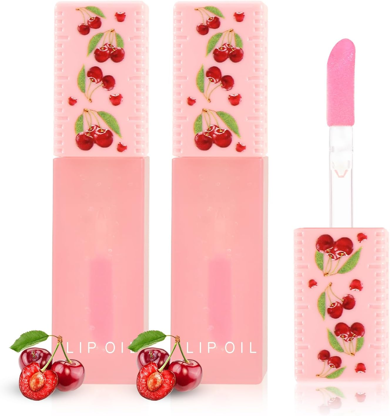 Boobeen 2PCS Lip Gloss Oil Set, Lip Stain Oil with Moisturizing, Nourishing Fruit Lightweight, for High Shine Finish Makeup