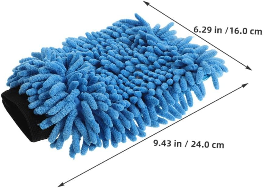 Iplusmile 4Pcs Absorbent Chenille Car Wash Mitts Microfiber Detailing Gloves for Motorcycle and Truck Cleaning, Plush Coral Fleece Wash Gloves for Exterior Car Care and Furniture Dusting Random Color image number 3