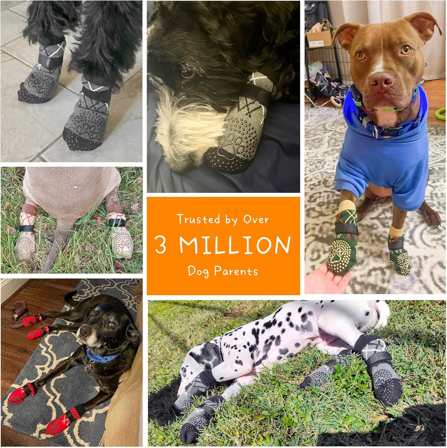 BEAUTYZOO 6PCS Dog Socks to Prevent Licking Paws, anti Slip Dog Shoes for Hot Pavement Hardwood Floors, Traction Control Toe Grips Boots & Paw Protectors for Small Medium Large Senior Dogs, Brown S image number 5