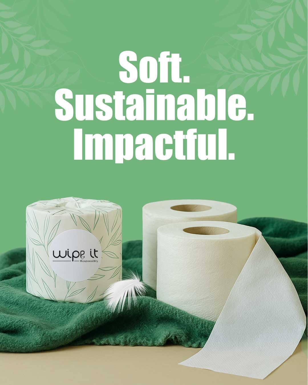 Toilet Paper Rolls | 100% Recycled 3-Ply Double Length | 12 Pack | 370 Sheets Each | Soft, Strong & Plastic-Free | Unscented Eco-Friendly Toilet Tissue image number 1