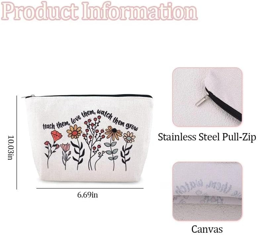 Appreciation Gifts for Teachers Thank You Makeup Cosmetic Bags Presents for Tutor Principal Thanksgiving Holiday Presents for Teacher Graduation Back-To-School Present for Colleague Coworkers - Multicolor Flower image number 1