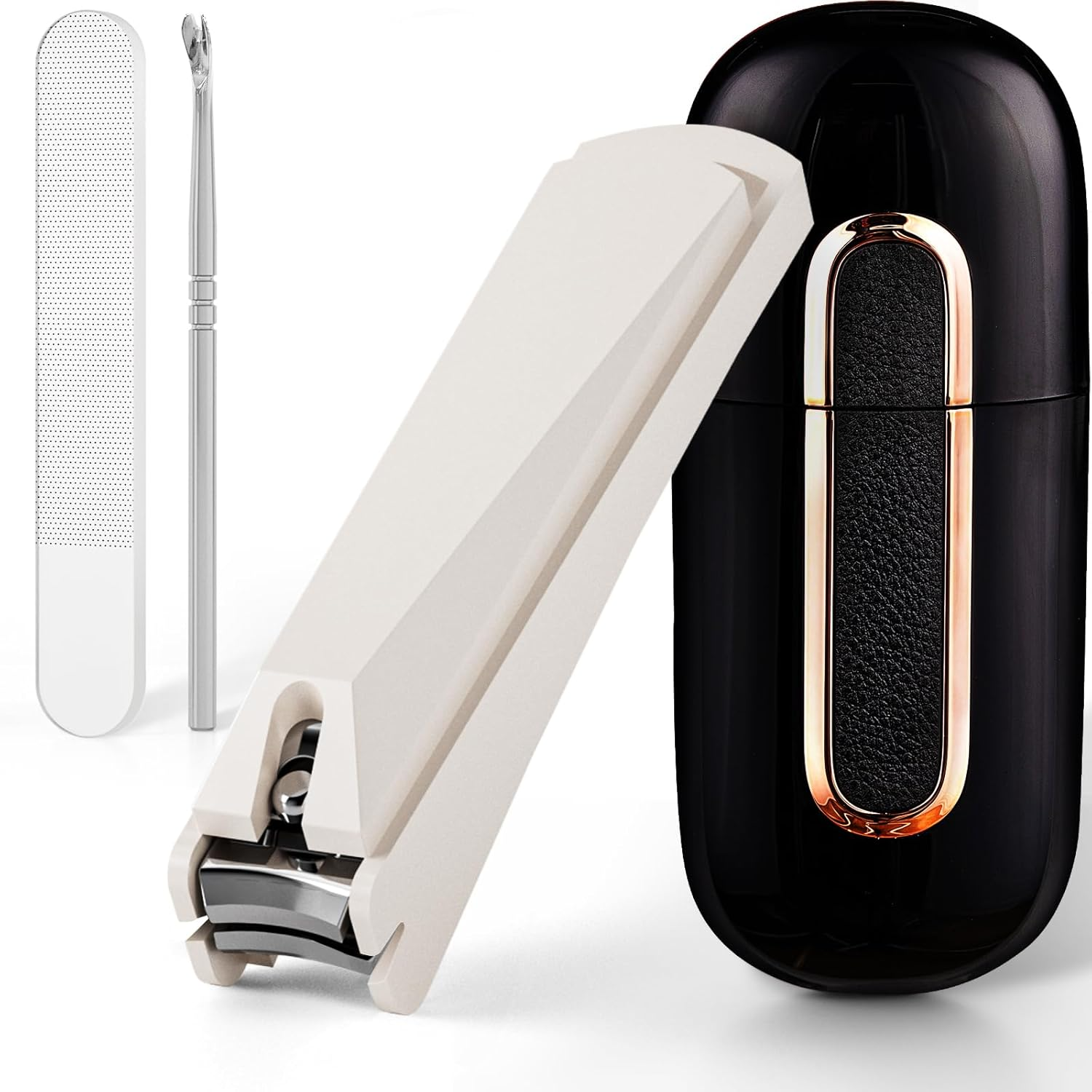 Nail Clippers Set,Stainless Steel Nail Clippers and Toenail Clippers,Anti-Splash Fingernail Clipper with Catcher,Fingernail Cutter for Women and Men.（Red）