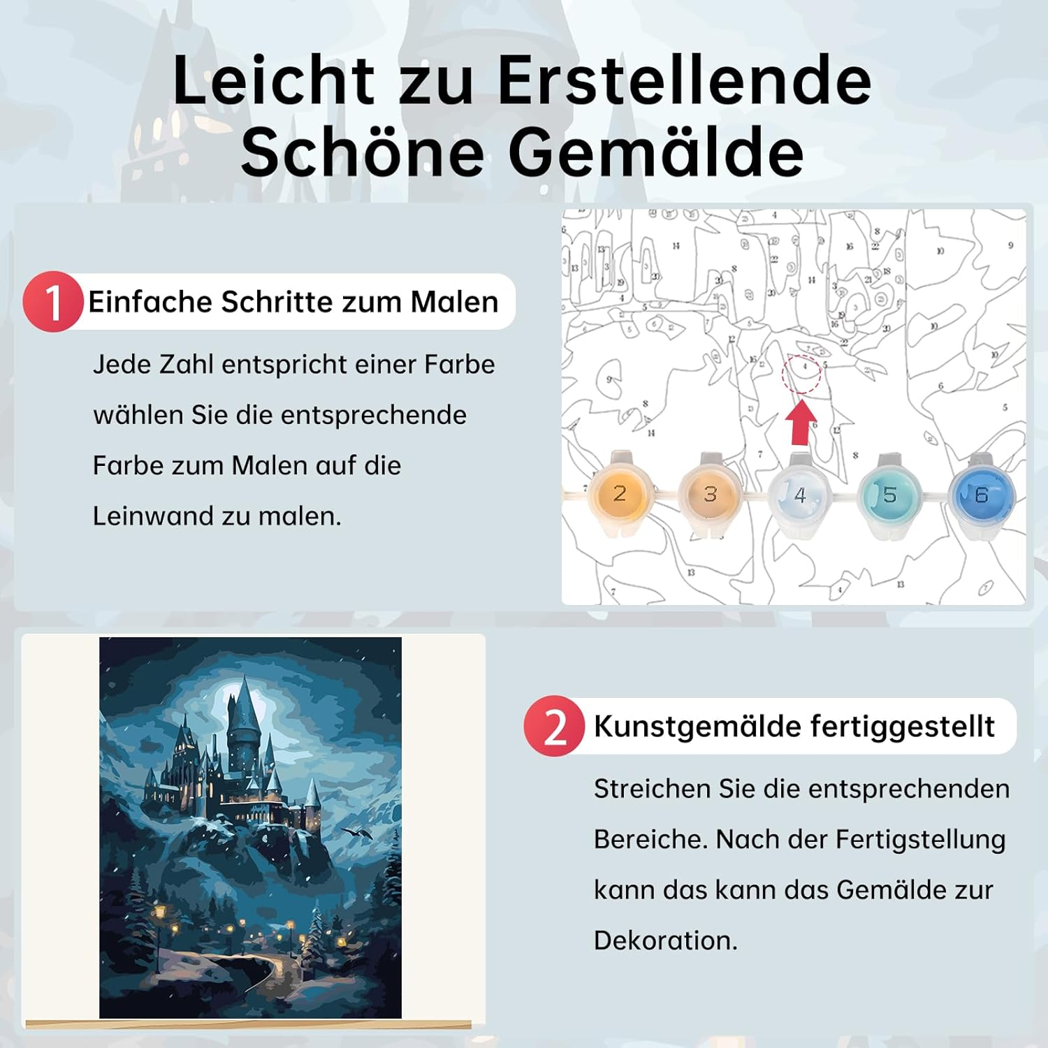 Lixkuokuo Painting by Numbers for Adults Beginners, 40 X 50 Cm, Hary Pote Hogwas Magic School Painting with Canvas Brushes, Acrylic Paints, Large DIY Castle Painting, Craft Set for Home Decoration And image number 5