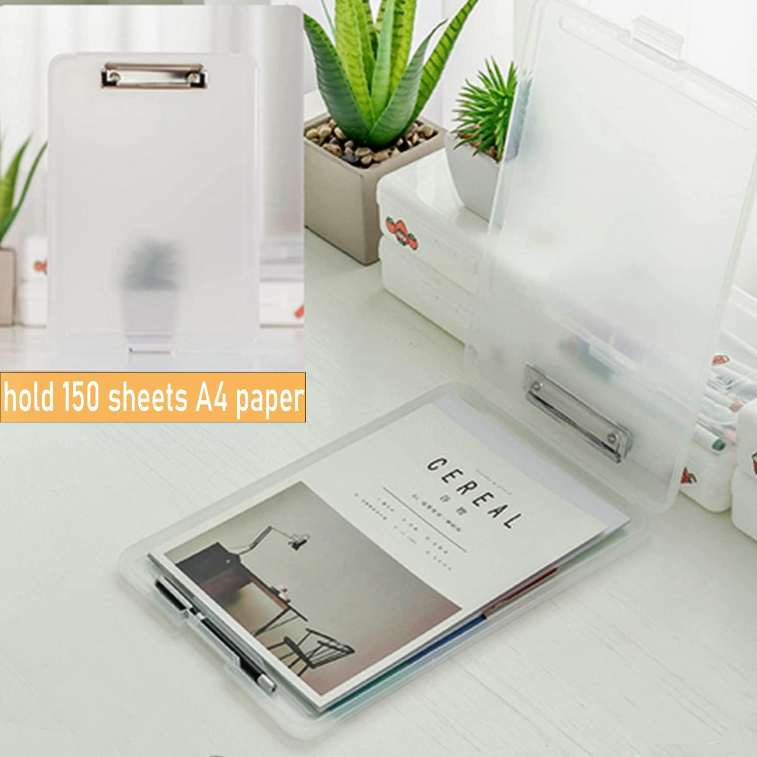 SAYEEC Clipboard with Storage, High Capacity Nursing Clipboard with Pen Holder, Plastic Storage Clipboard Folder with Low Profile Clip, A4 Portable Work Clipboard for Teachers School Office (White)