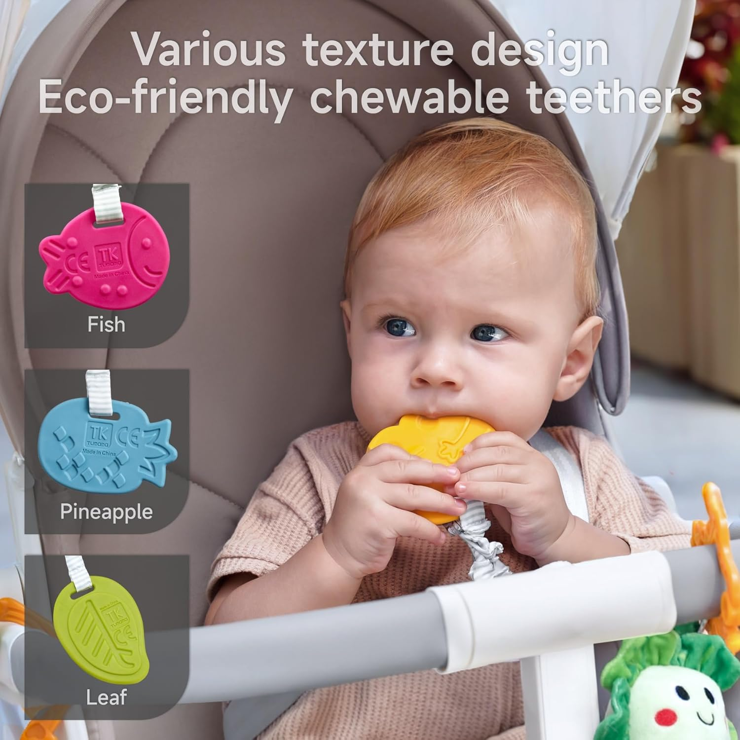 TUMAMA Baby Soft Potted Plant Hanging Stroller Toys Crib Car Seat Toys,Infant Newborn Crinkle Rattles with Squeaky Sensory Developmental Toy 0 3 6 12 Months