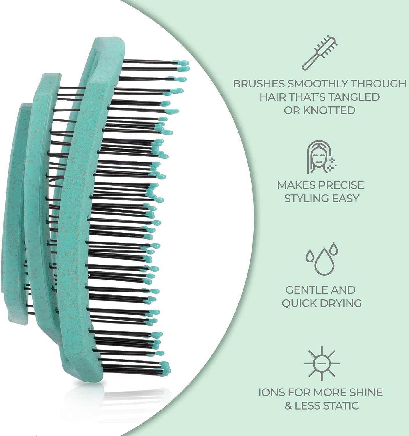 Ninabella Organic Mini Detangle Hair Brush for Women or Toddler - Does Not Pull on Hair - Travel Size Hair Straightening Wet Brushes for Girls or Kids - Unique Spiral Hairbrush image number 1